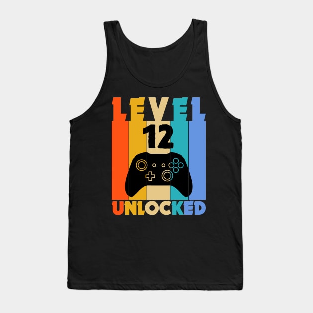 Level 12 Unlocked Funny Video Gamer Birthday Novelty T-Shirt Tank Top by MekiBuzz Graphics